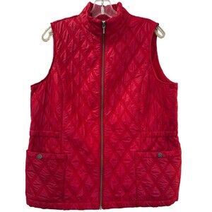 Zenergy By Chicos Vest Size Large (2) 12/14 Red Quilted Full Zip Snap Pockets